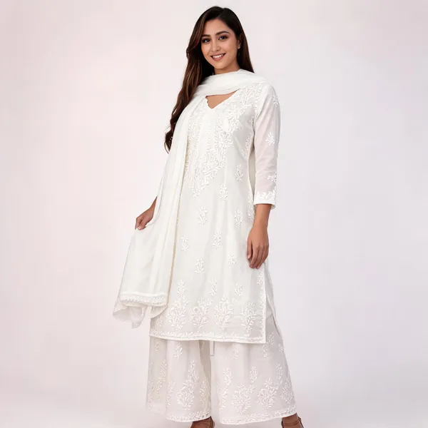 White_Muslin_Embroidered_Kurti_Palazzo_Set_With_Dupatta_For_Women
