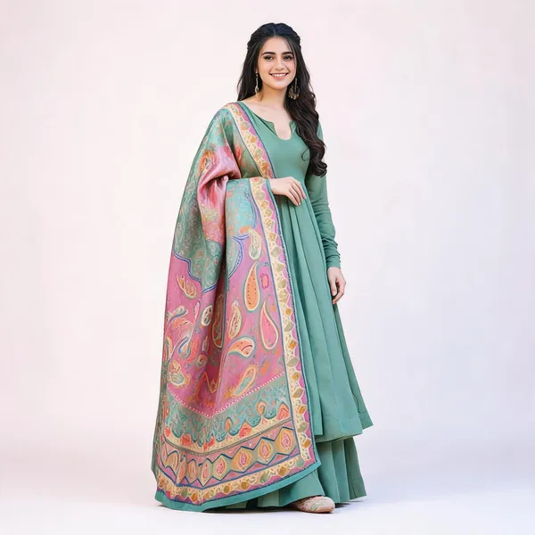 Green_Flowy_Anarkali_Suit_With_Printed_Dupatta_For_Women