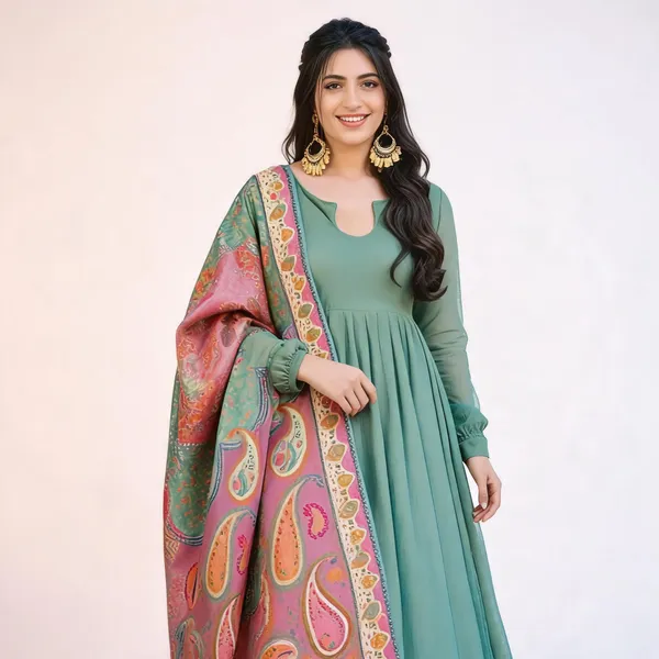 Green_Flowy_Anarkali_Suit_With_Printed_Dupatta_For_Women