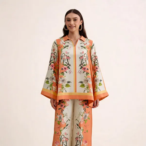 White_Cotton_Slub_Floral_Printed_V-Neck_Co-Ord_Set_For_Women