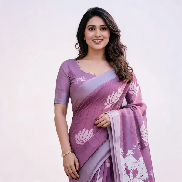 Purple_Linen_Cotton_Printed_Saree_For_Women