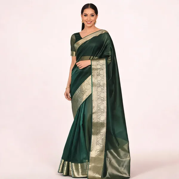 Green_Organza_Zari_Border_Saree_For_Women