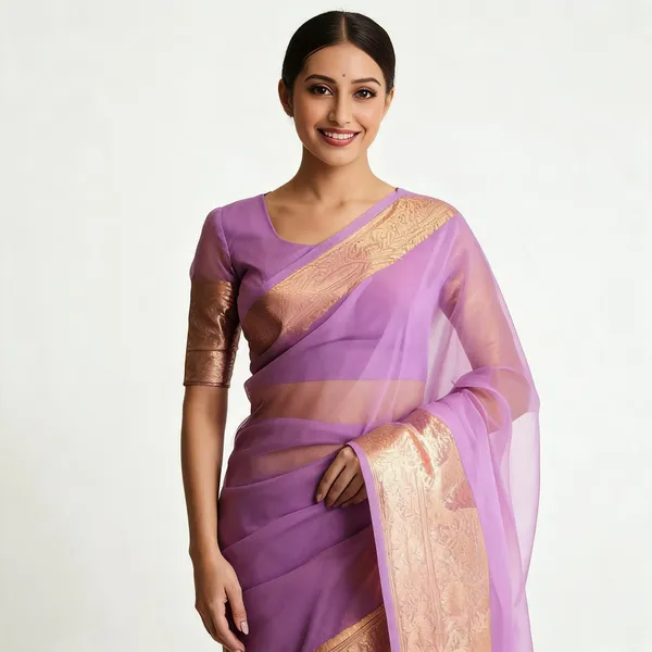 Lavender_Organza_Kanjivaram_Zari_Border_Saree_For_Women