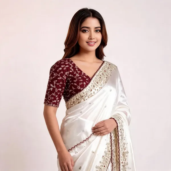 White_Satin_Dual_Shade_Sequin_Embroidered_Saree_For_Women