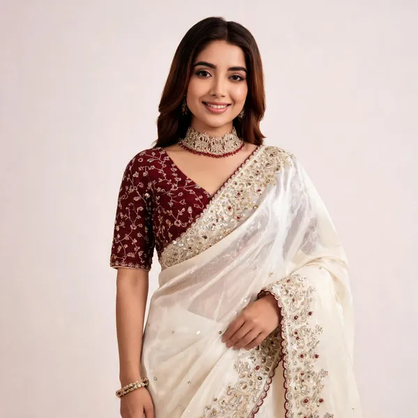 White_Satin_Dual_Shade_Sequin_Embroidered_Saree_For_Women