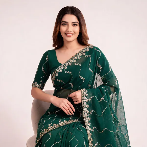 Green_Star_Georgette_Embroidered_Leriya_Saree_For_Women