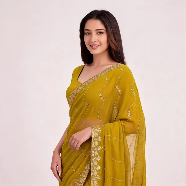 Yellow_Star_Georgette_Embroidered_Leriya_Saree_For_Women