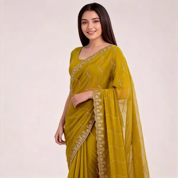 Yellow_Star_Georgette_Embroidered_Leriya_Saree_For_Women