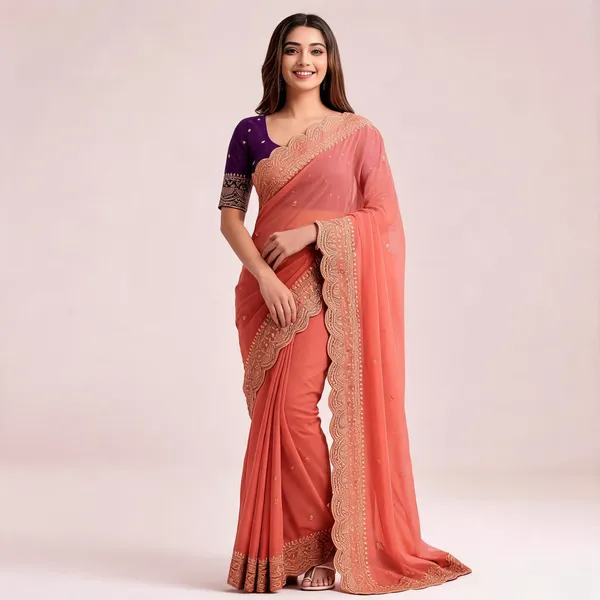 Orange_Georgette_Embroidered_Buti_Saree_For_Women