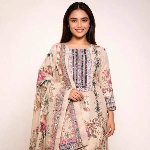 Beige_Pure_Silk_Mirror_Work_Embroidered_Suit_Set_For_Women