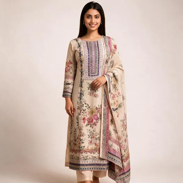 Beige_Pure_Silk_Mirror_Work_Embroidered_Suit_Set_For_Women