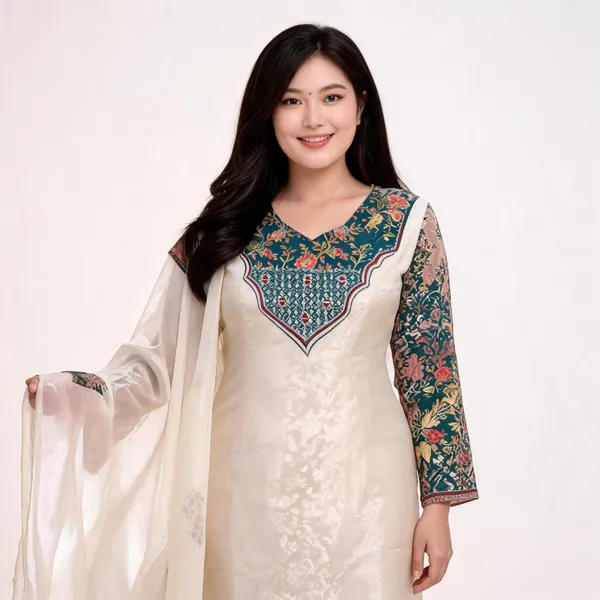 Cream_Banarasi_Woven_Straight_Suit_Set_With_Jacquard_Dupatta_For_Women