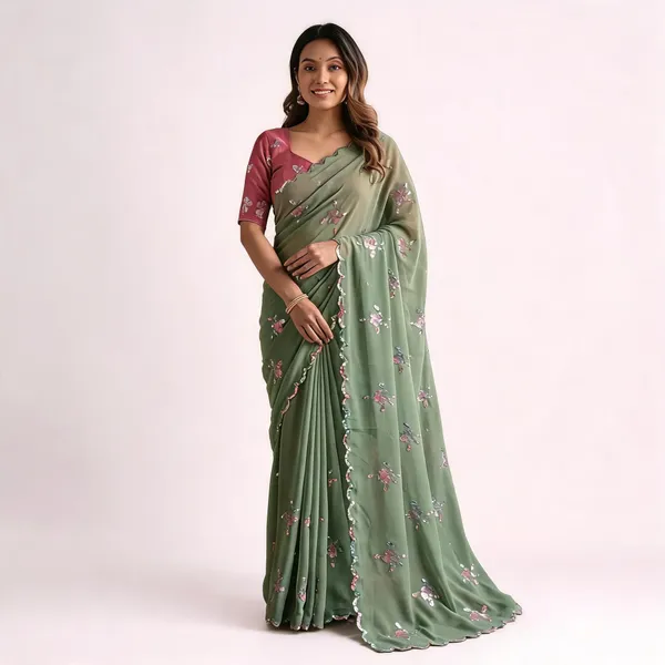 Sage_Green_Georgette_Floral_Embroidered_Sequin_Saree_For_Women