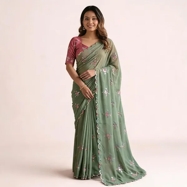Sage_Green_Georgette_Floral_Embroidered_Sequin_Saree_For_Women