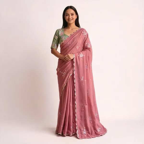 Dusty_Rose_Pink_Georgette_Floral_Embroidered_Sequin_Saree_For_Women