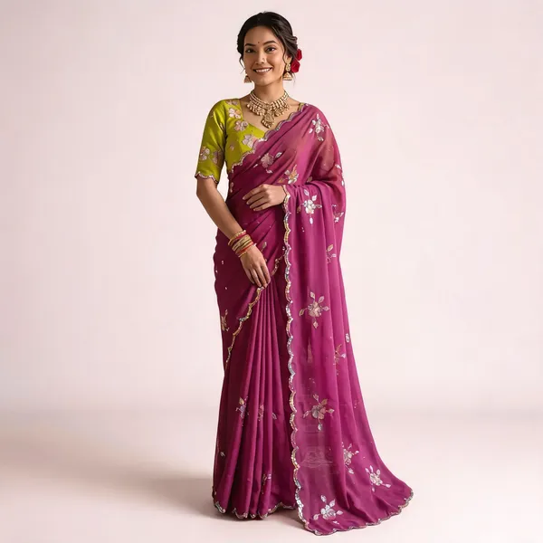 Magenta_Purple_Georgette_Floral_Embroidered_Sequin_Saree_For_Women