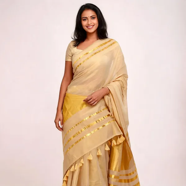 Off_White_Tissue_Silk_Kerala_Kasavu_Zari_Border_Saree_For_Women
