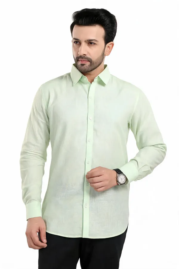 Light_Green_Lyocell_Linen_Shirt_For_Men