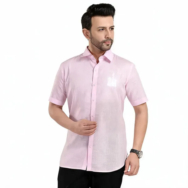 Pink_Lyocell_Linen_Shirt_For_Men