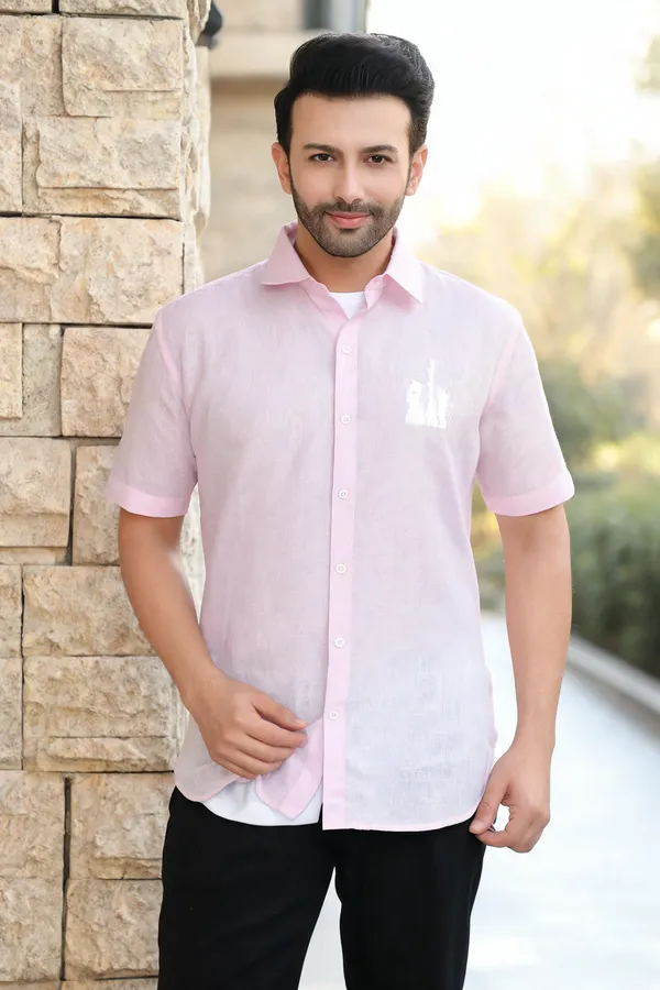 Pink_Lyocell_Linen_Shirt_For_Men