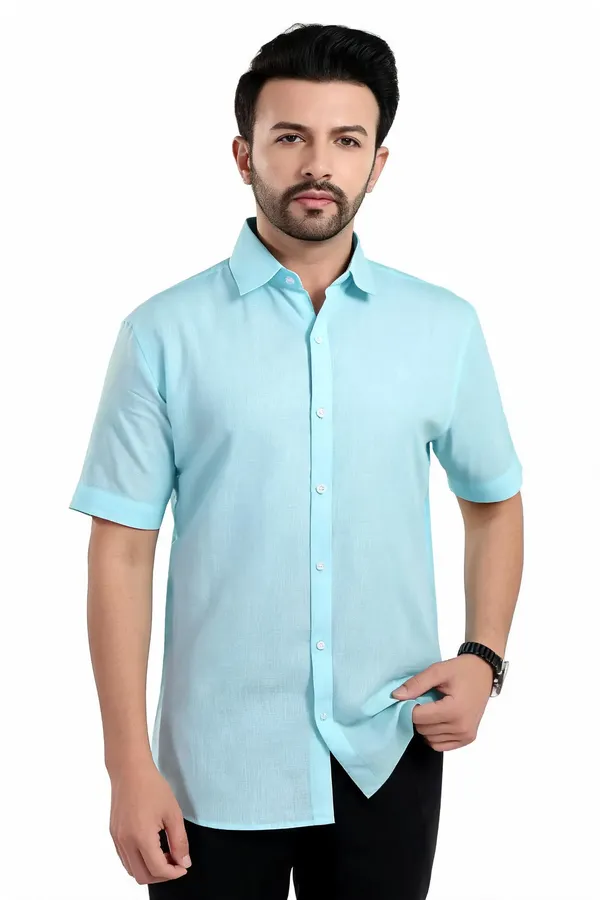 Light_Blue_Lyocell_Linen_Shirt_For_Men