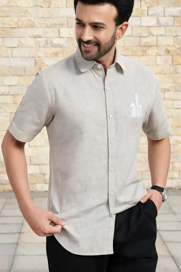 Beige_Lyocell_Linen_Shirt_For_Men
