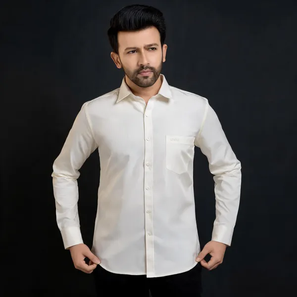 Cream_Cotton_Satin_Shirt_For_Men