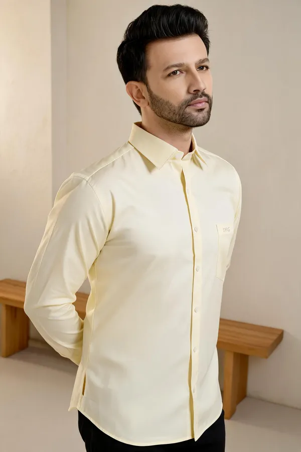 Light_Yellow_Cotton_Satin_Shirt_For_Men