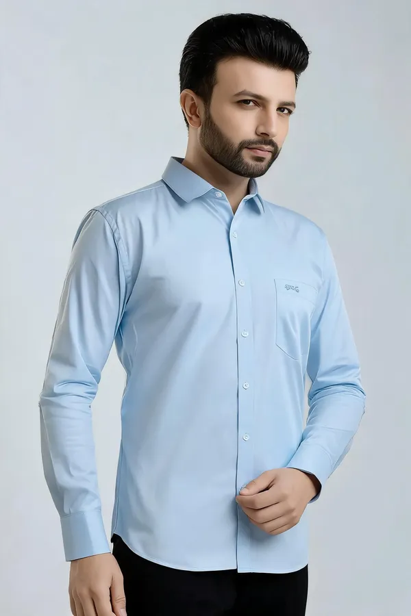 Sky_Blue_Cotton_Satin_Shirt_For_Men