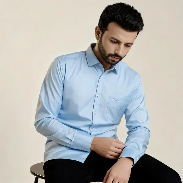 Sky_Blue_Cotton_Satin_Shirt_For_Men