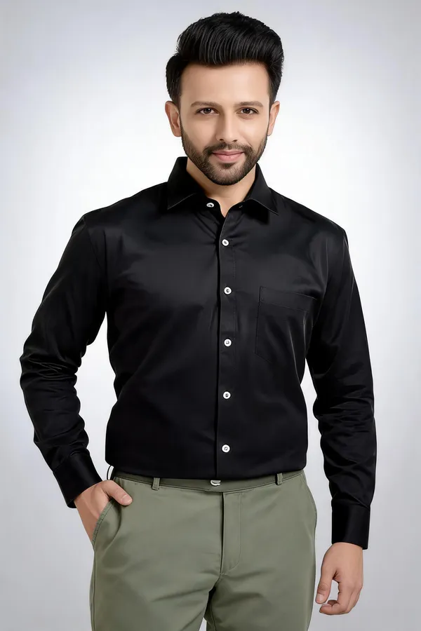 Black_Cotton_Satin_Shirt_For_Men