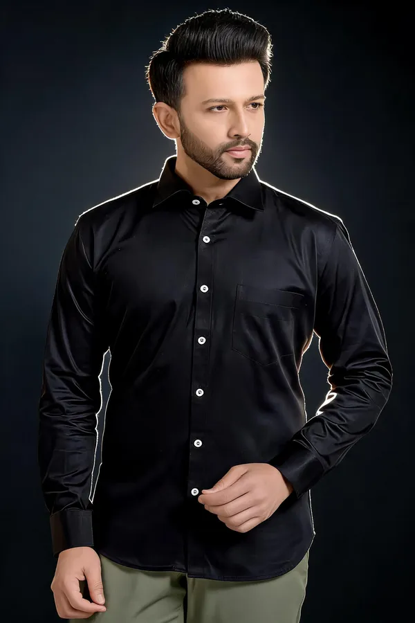 Black_Cotton_Satin_Shirt_For_Men