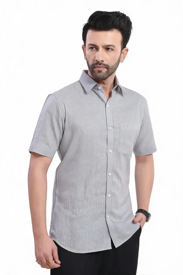 Grey_Lyocell_Linen_Striped_Shirt_For_Men