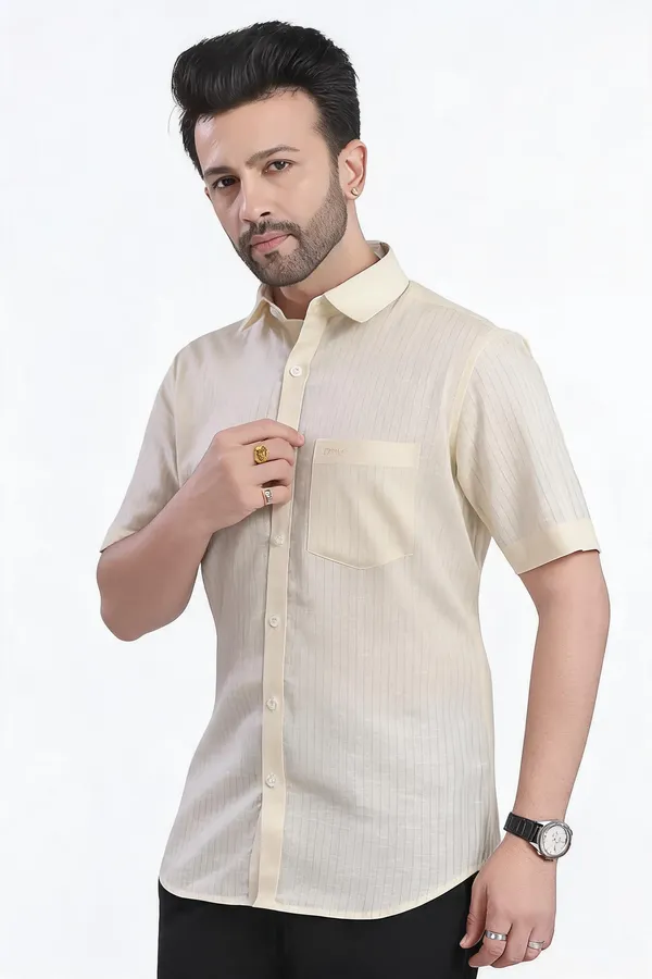 Lemon_Lyocell_Linen_Striped_Shirt_For_Men