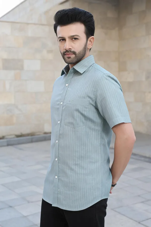 Sage_Green_Lyocell_Linen_Striped_Shirt_For_Men