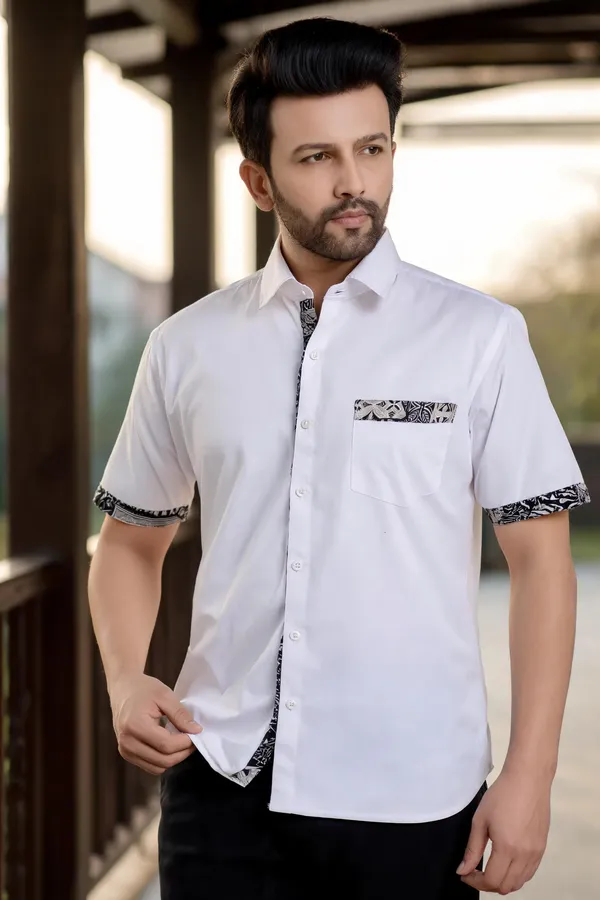 White_Black_Printed_Cotton_Shirt_For_Men