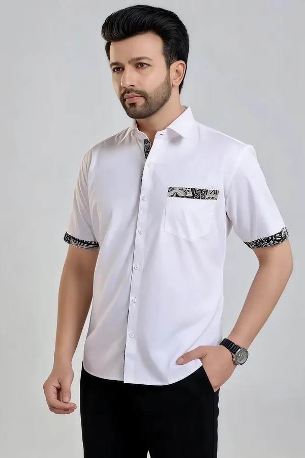 White_Black_Printed_Cotton_Shirt_For_Men