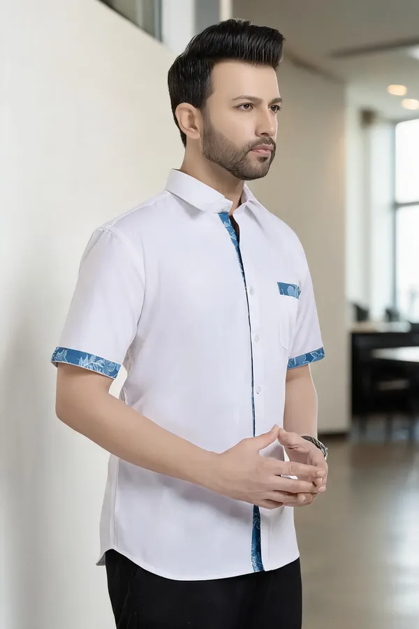 White_To_Blue_Cotton_Printed_Shirt_For_Men