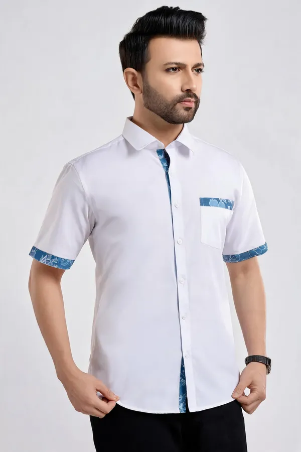White_To_Blue_Cotton_Printed_Shirt_For_Men