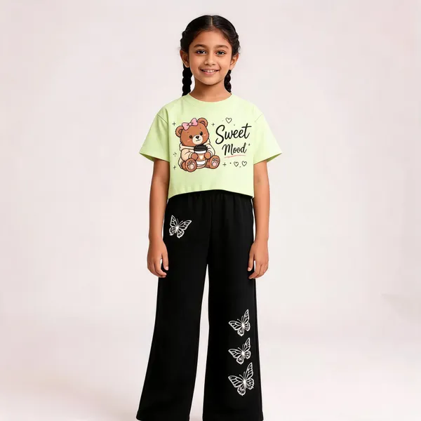 Green_Cotton_Printed_Crop_Top_And_Wide-Leg_Pants_Co-Ord_Set_For_Girls