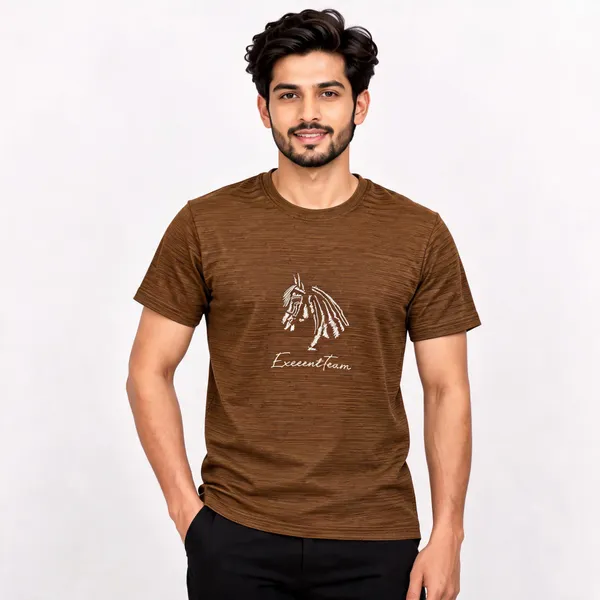 Brown_Jacquard_Regular_Fit_Graphic_T-Shirt_For_Men