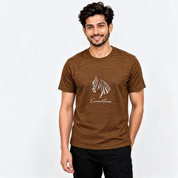 Brown_Jacquard_Regular_Fit_Graphic_T-Shirt_For_Men
