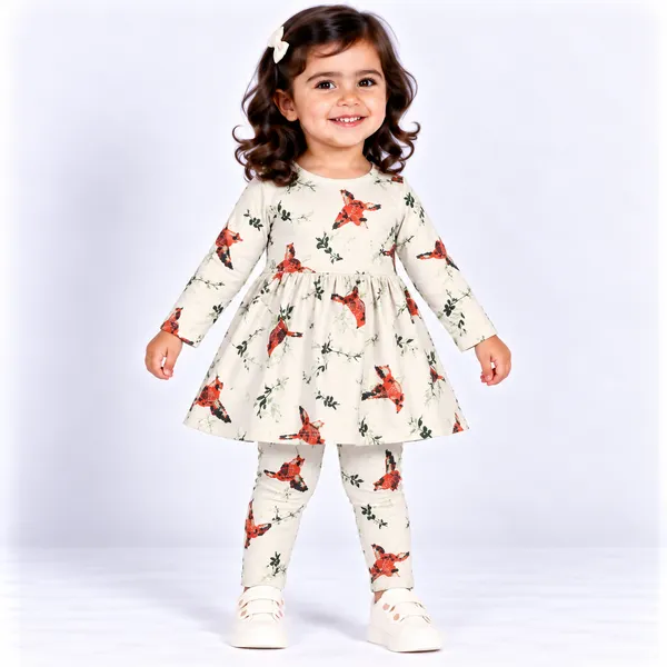 Cream_Printed_Dress_Set_for_Girls
