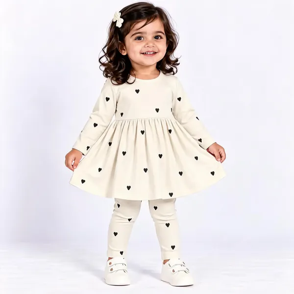 Cream_Poly_Cotton_Flared_Heart_Print_Dress_For_Girls