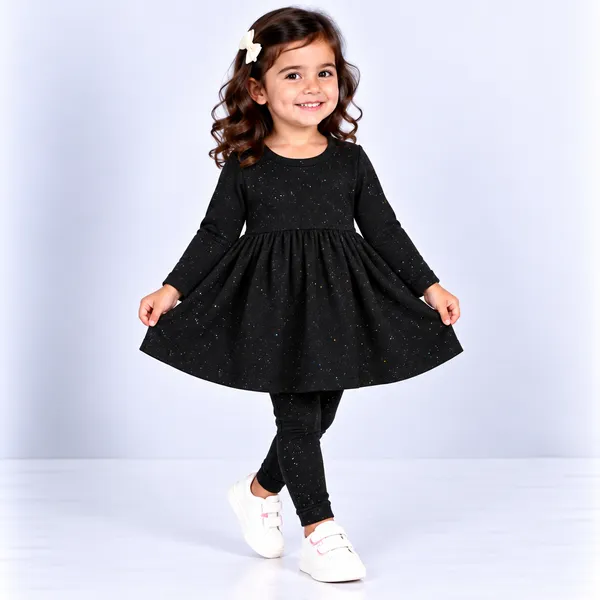 Black_Sparkle_Full_Sleeve_Dress_Set_For_Girls