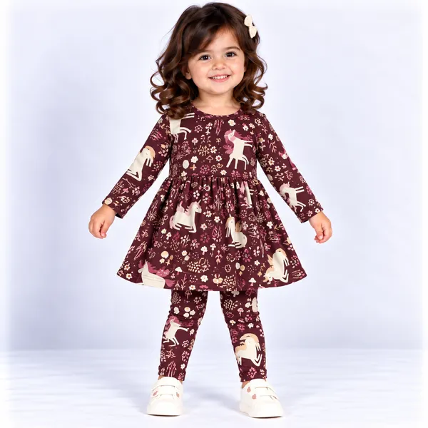 Maroon_Printed_Fit_And_Flare_Dress_Set_for_Girls