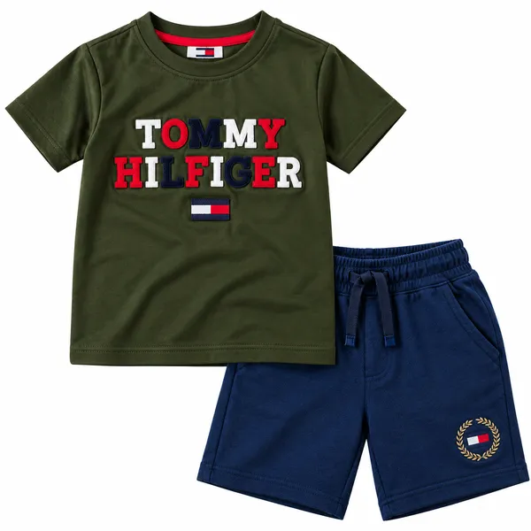 Olive_T-Shirt_And_Shorts_Set_For_Boys