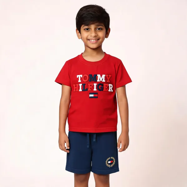 Red_Cotton_Regular_Fit_T-Shirt_And_Shorts_Set_For_Boys