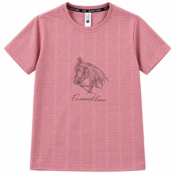 Pink_Textured_Crew_Neck_T-Shirt_For_grils