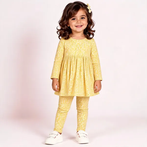 Yellow_Poly_Cotton_Lace_Fit_And_Flare_Full_Sleeve_Dress_Set_For_Girls